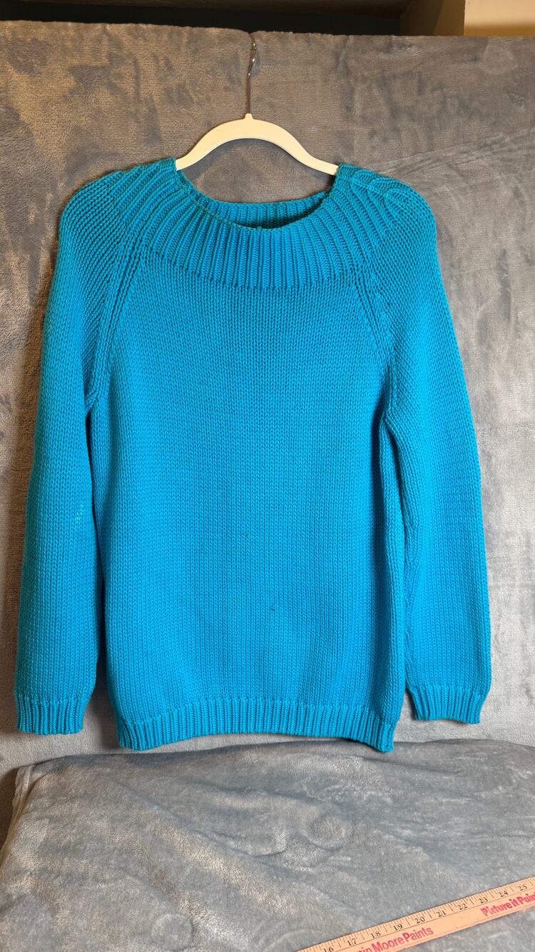 Lauren Ralph Lauren Women’s L Turquoise Cotton Boat Neck Knit Sweater